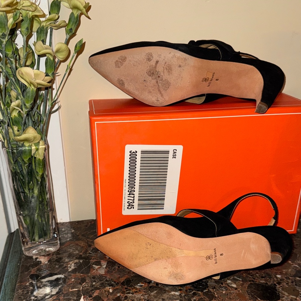 Bill Blass 8 Elegant Black Slingback Heels. Look fantastic. - Picture 2 of 2